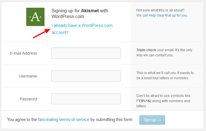 akismet Sign up for WordPress - مجلة ووردبريس