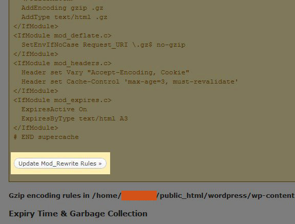 wp super cache Update Mod Rewrite Rules - مجلة ووردبريس
