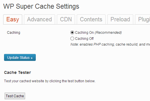 wp super cache enable cache - مجلة ووردبريس