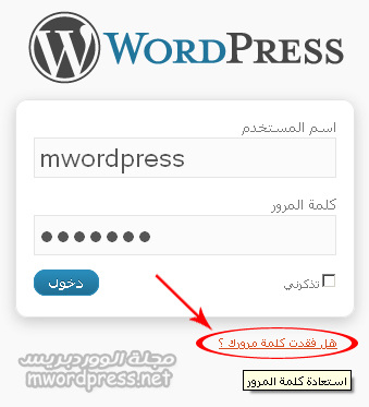 password forget exemple - مجلة ووردبريس