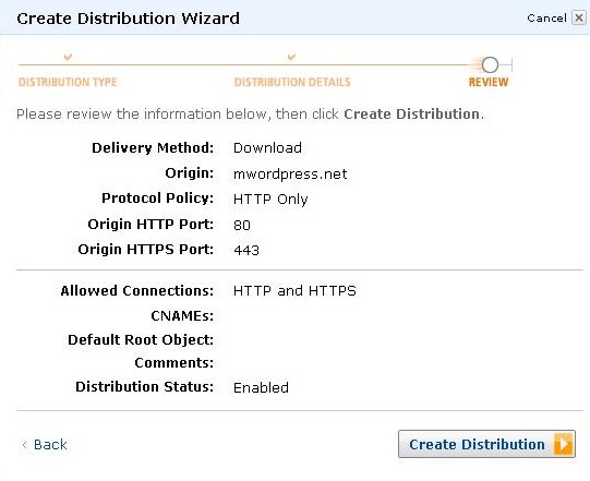 AWS Management Console Create Distribution Wizard step last e1314228472495 - مجلة ووردبريس