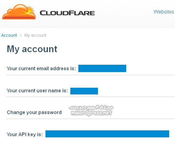 cloudflare api key page - مجلة ووردبريس