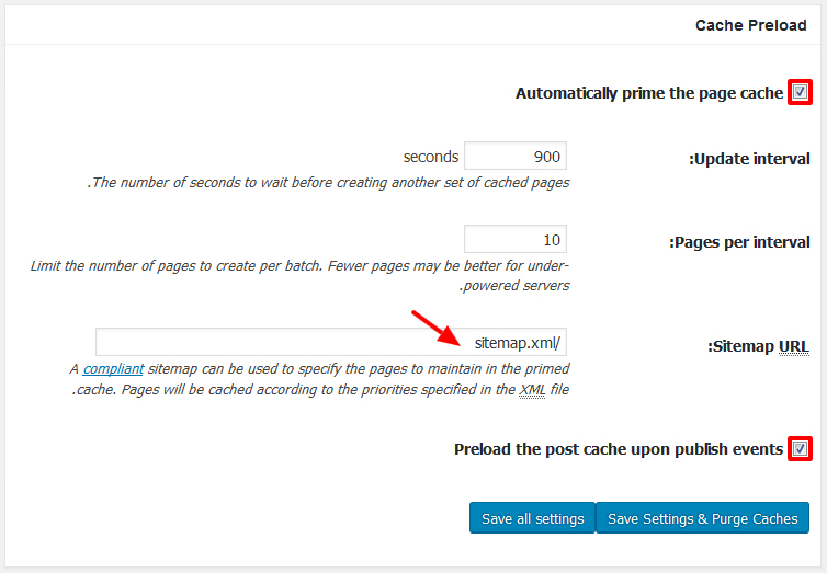 w3 total cache page cache preload - مجلة ووردبريس