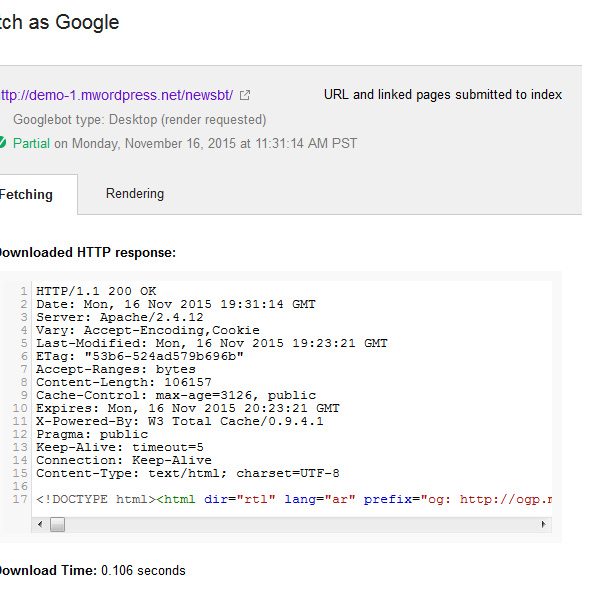 newsbt search console fetch as google - مجلة ووردبريس