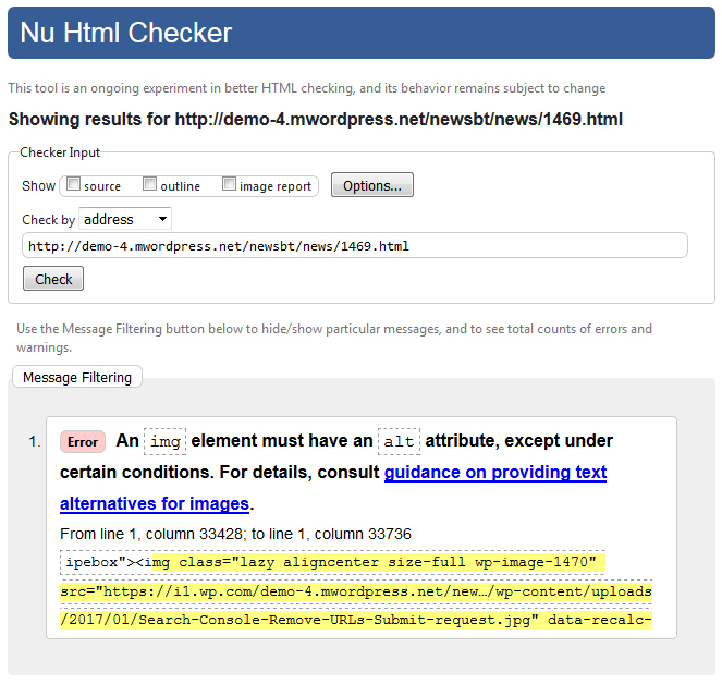 Nu Html Checker img alt missing - مجلة ووردبريس
