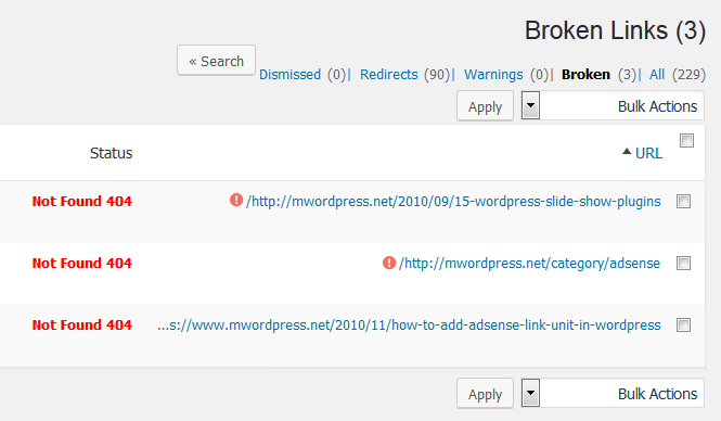 View Broken Links No longer available - مجلة ووردبريس